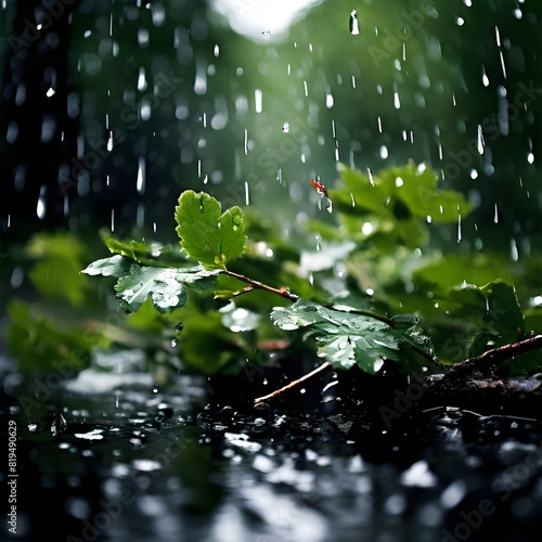 rainy day from a leaf's perspective