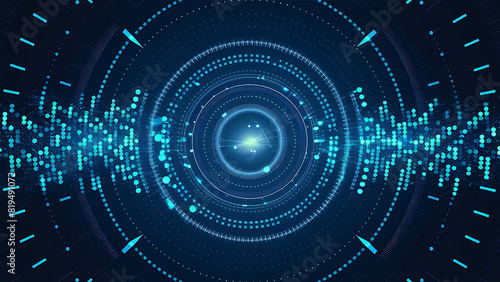 Structured database. Abstract digital wave particle. Digital music background. Sound vibrations. Futuristic dotted wave. Big data analytics. 3D illustration of nano particles in cyberspace