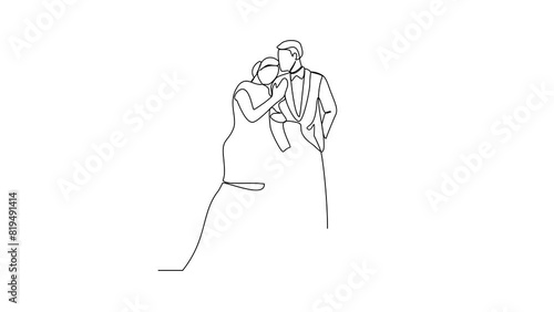 
Animated self drawing of Wedding ceremony video illustration. the bride and groom with wedding costume design illustration simple linear style video concept. Wedding video design illustration.