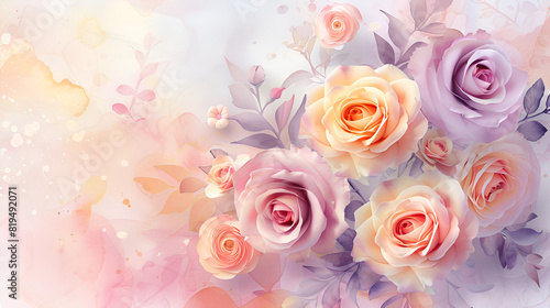 Beautiful trendy floral retro bouquet background  generative Ai
