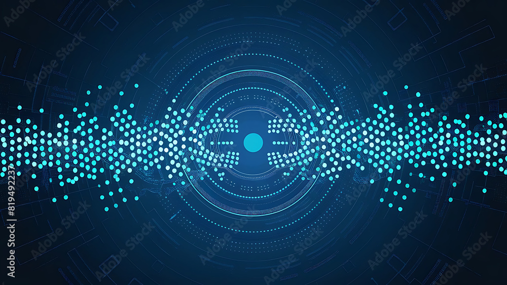 Obraz premium Structured database. Abstract digital wave particle. Digital music background. Sound vibrations. Futuristic dotted wave. Big data analytics. 3D illustration of nano particles in cyberspace