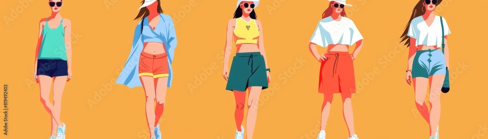Style in exercise flat design front view fashion theme cartoon drawing Complementary Color Scheme Style in exercise flat design front view fashion theme cartoon drawing Complementary Color Scheme