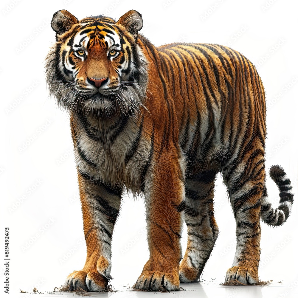Tiger full body white background
