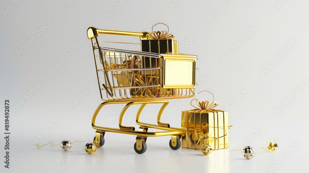 Golden time for shoping with white background.