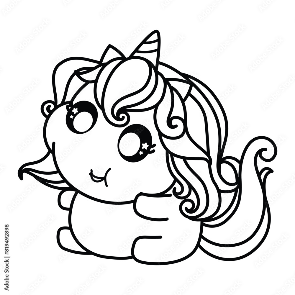 Unicorn. Magical animal.Black and white vector illustration for coloring book Unicorn. Magical animal.Black and white vector illustration for coloring book