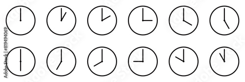 時計 1時 2時 3時 4時 5時 6時 7時 8時 9時 10時 11時 12時 ピクトグラム