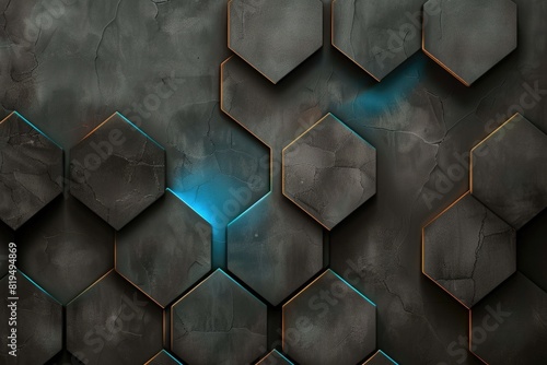 a clean, minimalist youtube channel banner, using hexagons, a very light gray background, highlights in dark brown and cyan AIG51A.