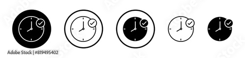 Time Check Icon Set. Correct Time Pictogram and Realtime Check Sign. photo