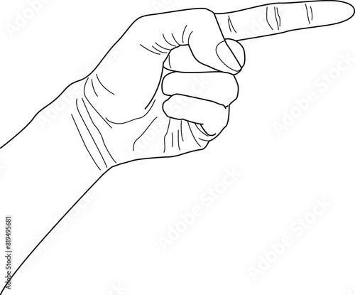 doodle pointing finger hands with different gesture, hand drawn, outline vector