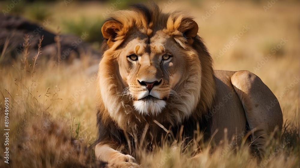 A lion in its natural habitat A lion in its natural habitat