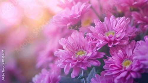 Close up bouquet of flowers chrysanthemum color purple photo