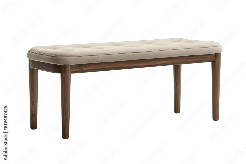 Elegant wooden bench with cream cushion isolated on white background 3D rendering Elegant wooden bench with cream cushion isolated on white background 3D rendering