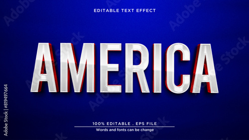Editable text effect america, independence text style