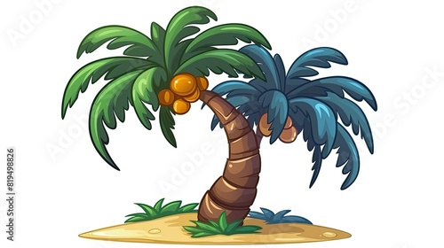 A vibrant depiction of palm trees and a sense of relaxation and exotic beauty.