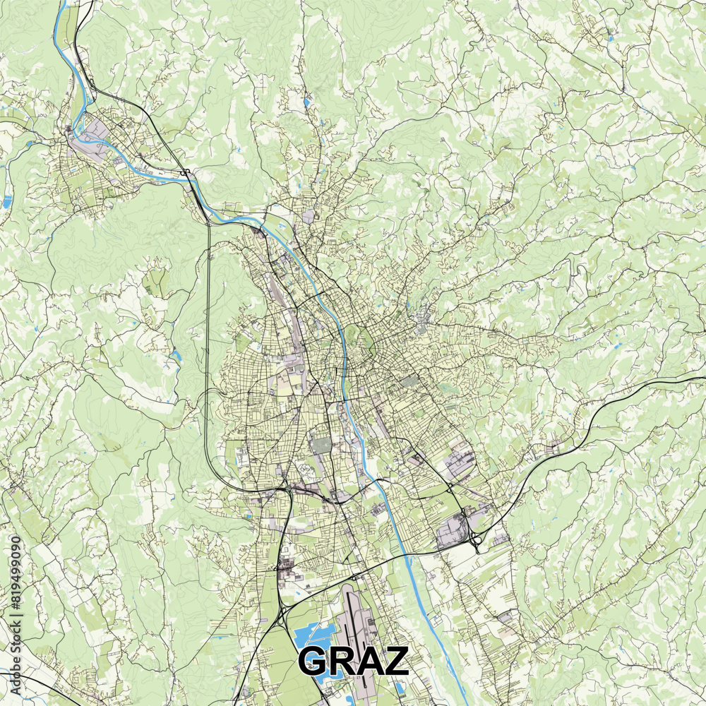 Fototapeta premium Graz, Austria map poster art