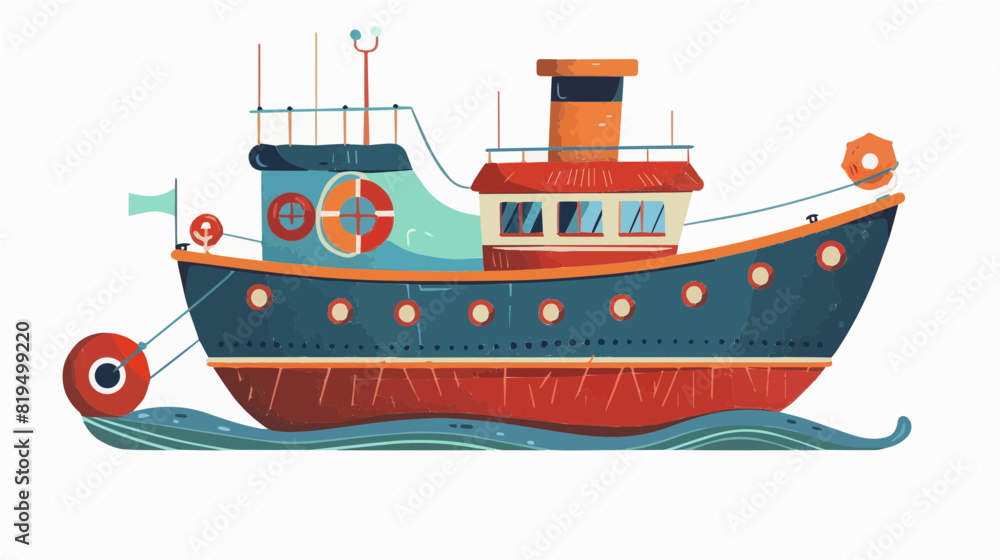 classic boat on water waves fishing red blue generative ai classic boat on water waves fishing red blue generative ai