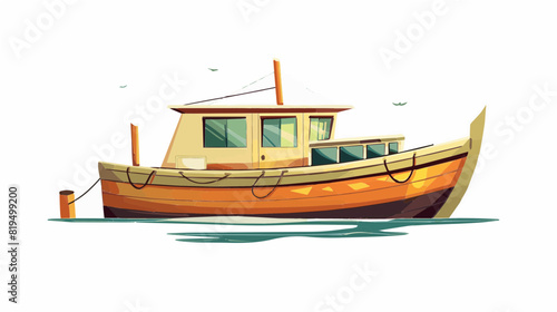 brown fishing boat windows sailing ocean water generative ai 