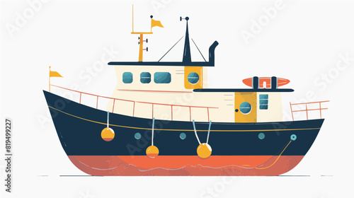 white blue sail boat on water with life raft generative ai 