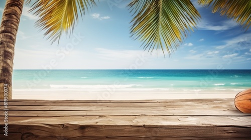 A serene beach scene creates a peaceful and tropical ambiance