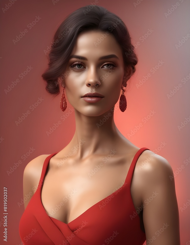 Portrait of a Woman in a Red Dress