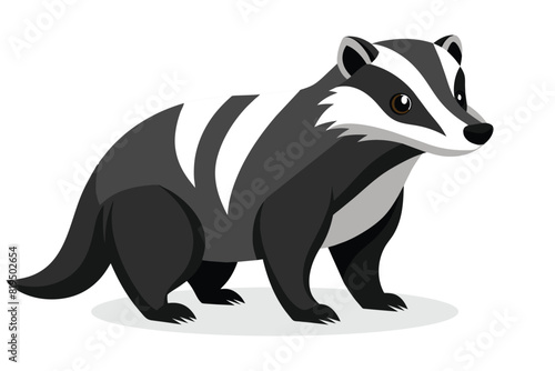  Badger animal flat vector illustration on white background.