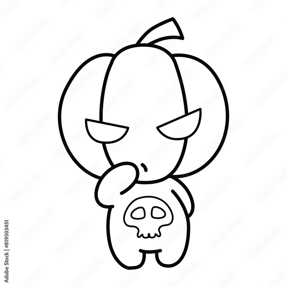Fototapeta premium Pumpkin. halloween pumpkin monster. Holidays cartoon character design of coloring books. illustration, Vector