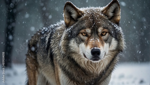 gray wolf in snow