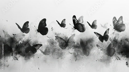 butterflies dry brush white background photo