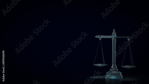 The libra on black background for law concept 3d rendering.