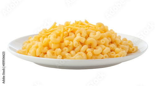 Macaroni chesee on plate isolated on white background photo
