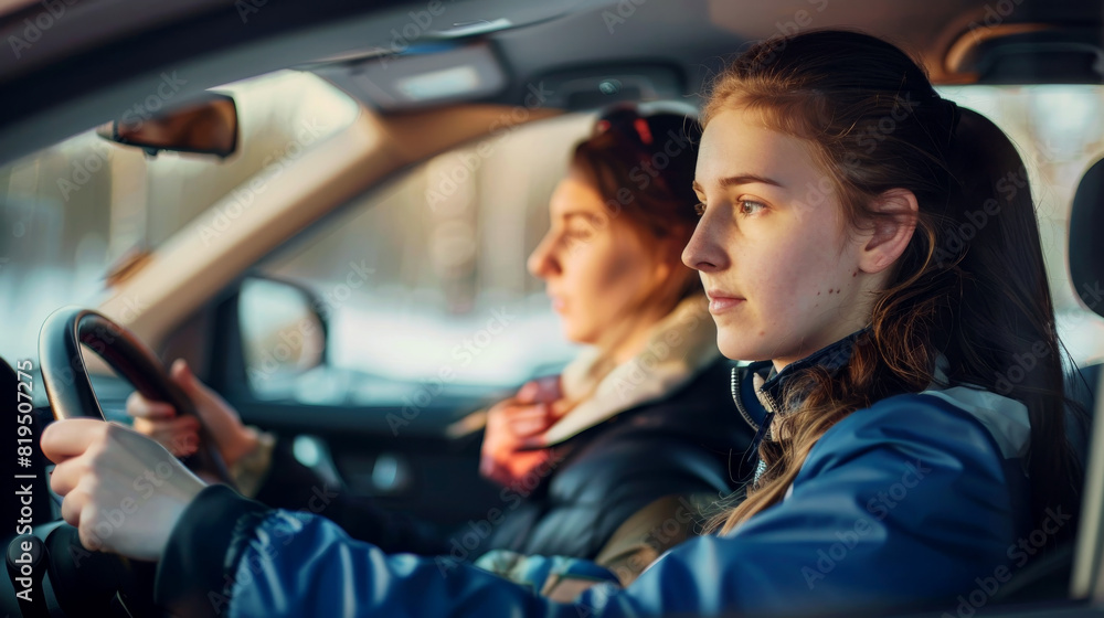 Empowering journey: young woman takes the wheel and masters the art of driving Empowering journey: young woman takes the wheel and masters the art of driving