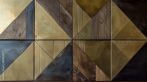 Geometric brilliance emerges as brass and wood blend into a hypnotic pattern.
