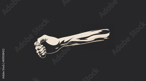Arm muscle flat design side view bodybuilding theme animation black and white photo