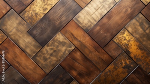 Gleaming brass and warm wood grains harmonizing in an intricate mosaic.