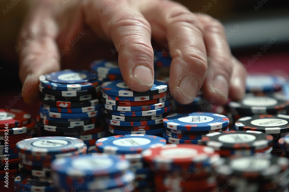 A person cashing out a large amount of chips A person cashing out a large amount of chips