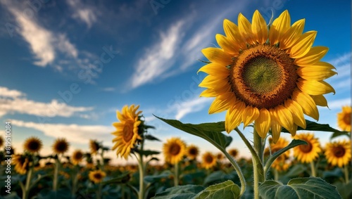 sunflower field with sky background