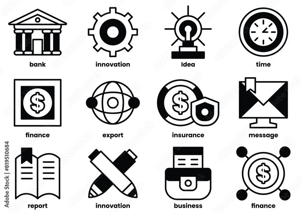 Fototapeta premium A set of icons that represent various financial concepts