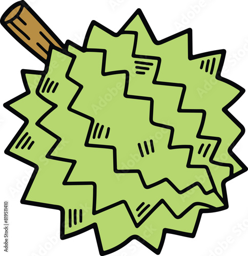 hand drawn delicious durian illustration in line style