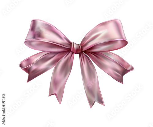 A red and pink satin bow isolated on a white background, perfect for gift wrapping, holidays, and celebrations