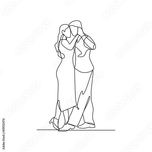 One continuous line of a couple was dancing at a party one night vector illustration. Dancing during party design in simple linear continuous style vector concept. It's time for dancing in the party.