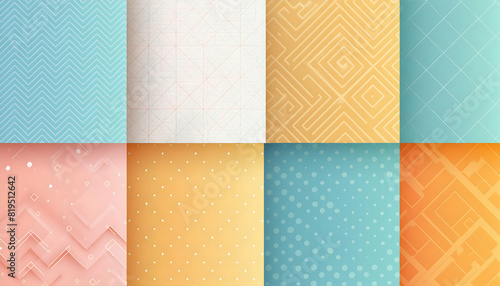 Smooth, Perfectly Clean set of colorful Memphis style for graphic backgrounds, Generative AI.