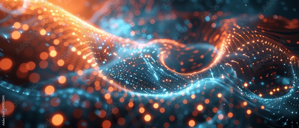 Abstract digital wave background with vibrant colors, glowing particles, and dynamic motion, conveying technology and innovation concepts. Abstract digital wave background with vibrant colors, glowing particles, and dynamic motion, conveying technology and innovation concepts.