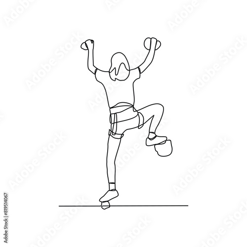 One continuous line drawing of wall climbing vector illustration. wall climbing design in simple linear continuous style vector concept. Sports themes design for your asset vector design illustration.