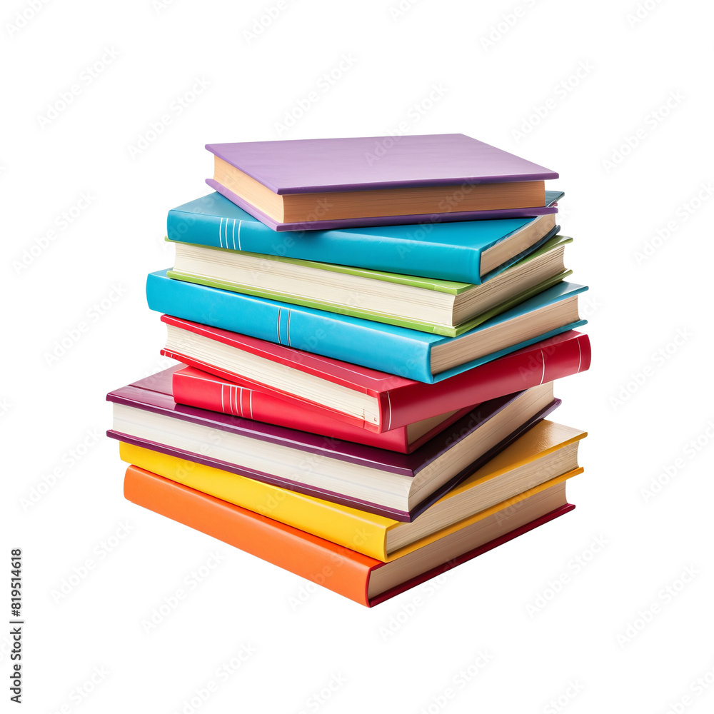 A stack of hardcover books in various bright colors. A stack of hardcover books in various bright colors.