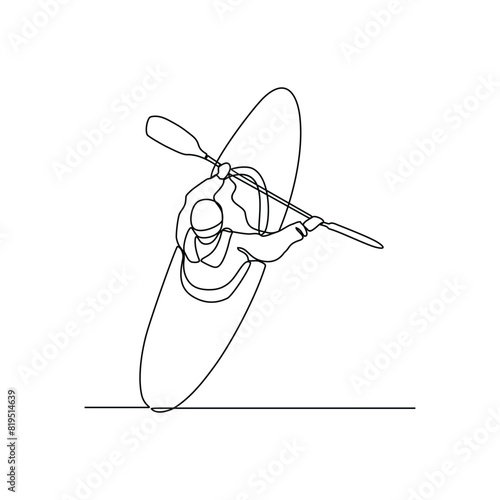 One continuous line drawing of people play rowing vector illustration. Rowing design in simple linear continuous style vector concept. Sports themes design for your asset vector design illustration.