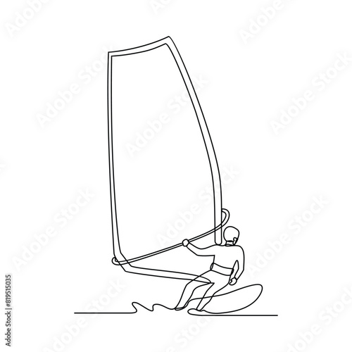 One continuous line drawing of Sailing sport vector illustration. sailing design in simple linear continuous style vector concept. Sports themes design for your asset vector design illustration.