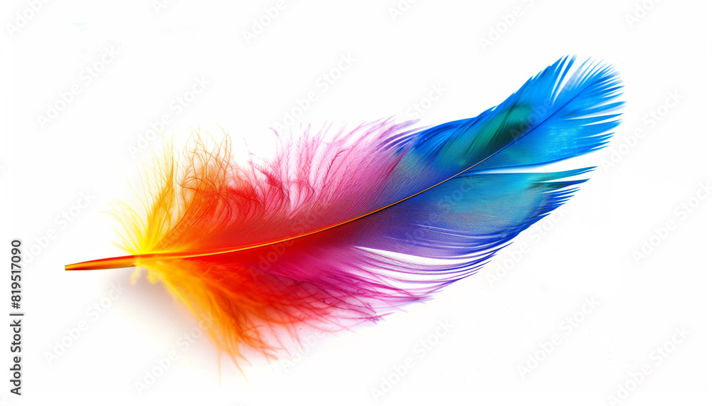 Colorful feather isolated on a white background Colorful feather isolated on a white background