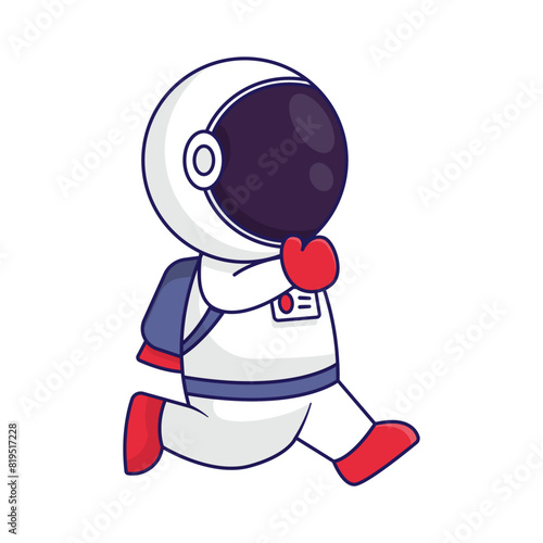 Cute cartoon illustration of astronaut running