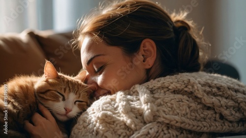 girl and cat