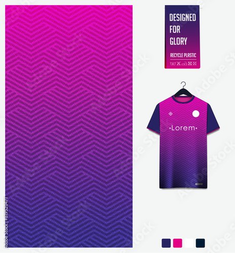 soccer jersey fabric textile pattern design for. Football kit, sport t-shirt mockup for football club. Uniform front view. Geometric pattern for sport background. Chevron pattern.